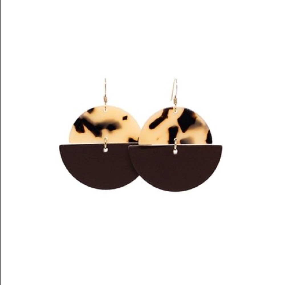 Nickel & Suede Chocolate Luna Leather Earring